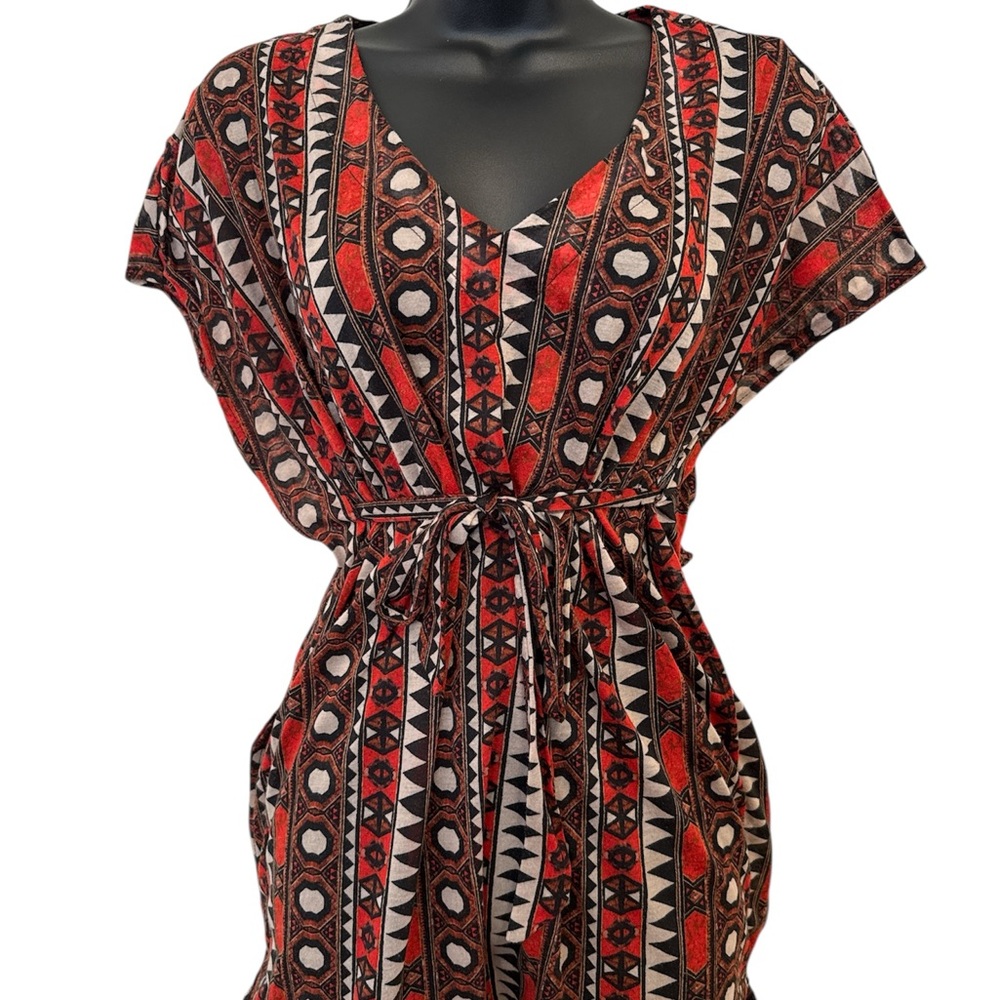 H&M Red and Black Patterned Tunic